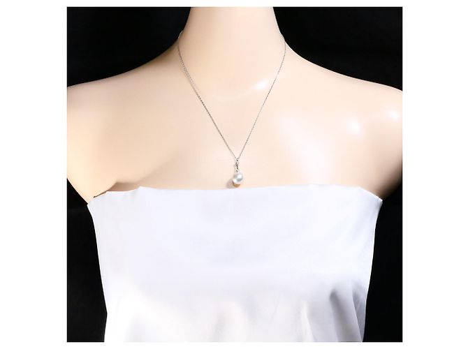 Autre Marque Collana in oro bianco 18K con diamante e perla D'oro - vista 5
