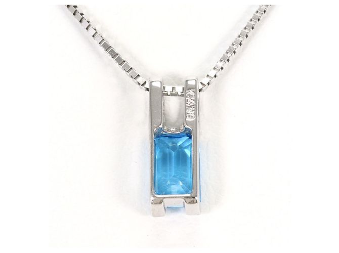 Autre Marque Collana in oro bianco 14K con topazio blu D'oro - vista 3