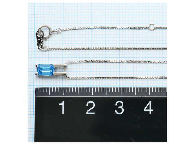 Autre Marque Collana in oro bianco 14K con topazio blu D'oro - vista 4
