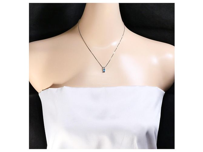 Autre Marque Collana in oro bianco 14K con topazio blu D'oro - vista 5
