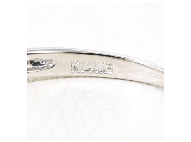 Autre Marque Ehering aus 14K Weißgold mit Aquamarin und Diamant Golden - Ansicht 4