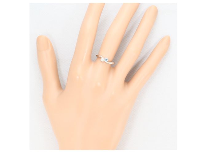 Autre Marque Ehering aus 14K Weißgold mit Aquamarin und Diamant Golden - Ansicht 5