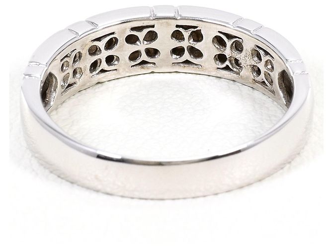 Autre Marque Anel Aliança de Ouro Branco 14K e Diamantes Dourado - vista 3