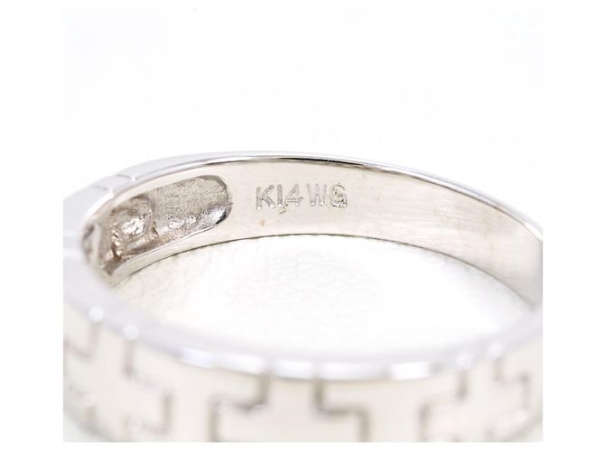 Autre Marque Anel Aliança de Ouro Branco 14K e Diamantes Dourado - vista 4