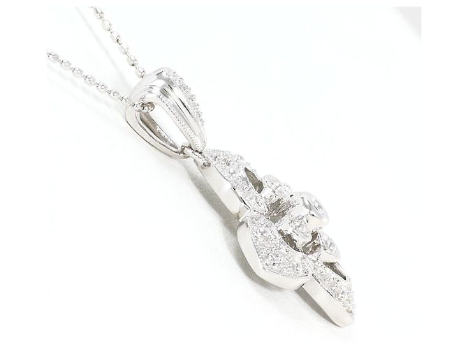Autre Marque Collana in oro bianco 10K con diamante D'oro - vista 2