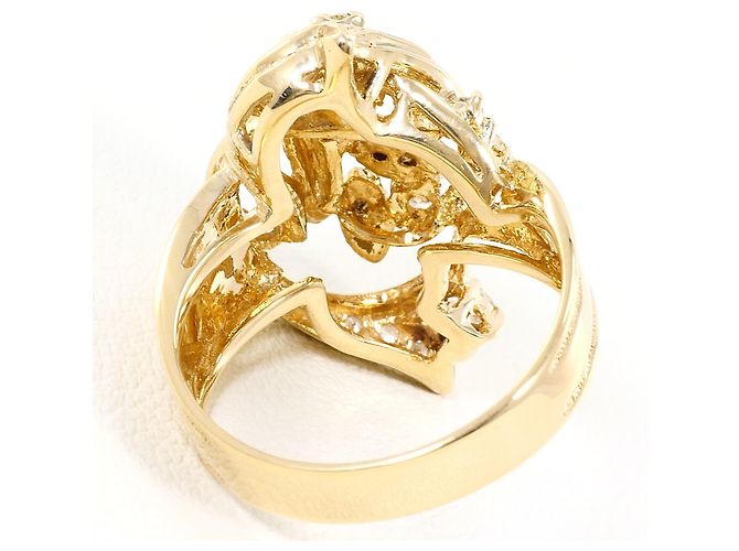 Autre Marque Anello a fascia in oro giallo 18K con diamante D'oro - vista 4