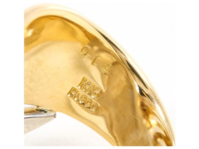 Autre Marque Anello fede in oro giallo 18K e platino con diamante D'oro - vista 5
