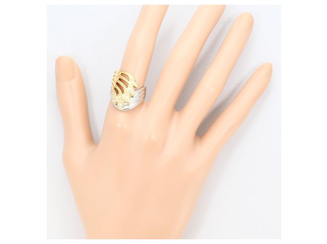Autre Marque Anello fede in oro giallo 18K e platino con diamante D'oro - vista 6