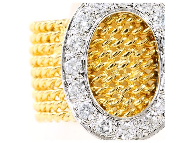 Autre Marque Anel aliança em ouro 18K e diamantes Dourado - vista 2