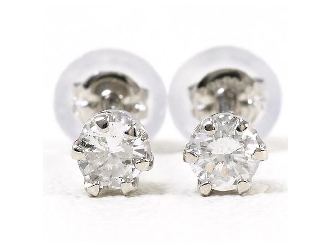 Autre Marque Platin-Diamant-Stecker-Ohrringe - Ansicht 2
