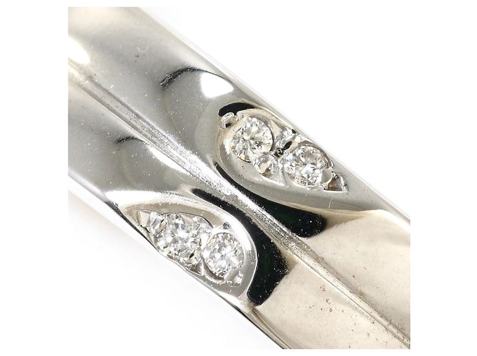 Autre Marque Anello fede in oro bianco 14K con diamante D'oro - vista 2