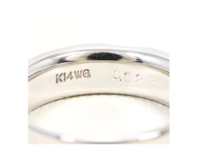 Autre Marque Anello fede in oro bianco 14K con diamante D'oro - vista 5