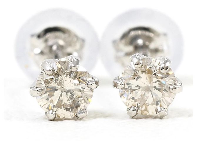 Autre Marque Pendientes de botón de platino PT900 con diamantes - vista 2