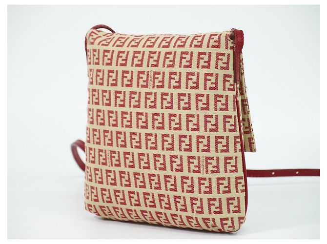 Fendi Vintage Flap Zucchino Coated Canvas Small Beige - vista 2