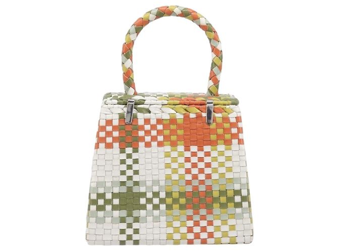 Salvatore Ferragamo Gancini Top Handle Woven Leather Small Multicolor - vista 2