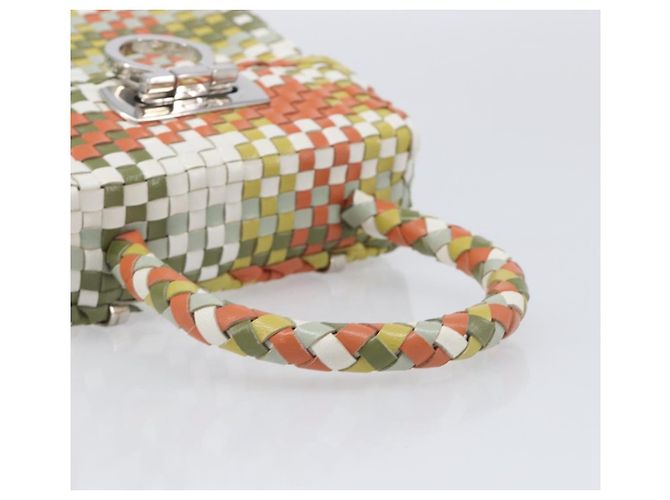 Salvatore Ferragamo Gancini Top Handle Woven Leather Small Multicolor - vista 7