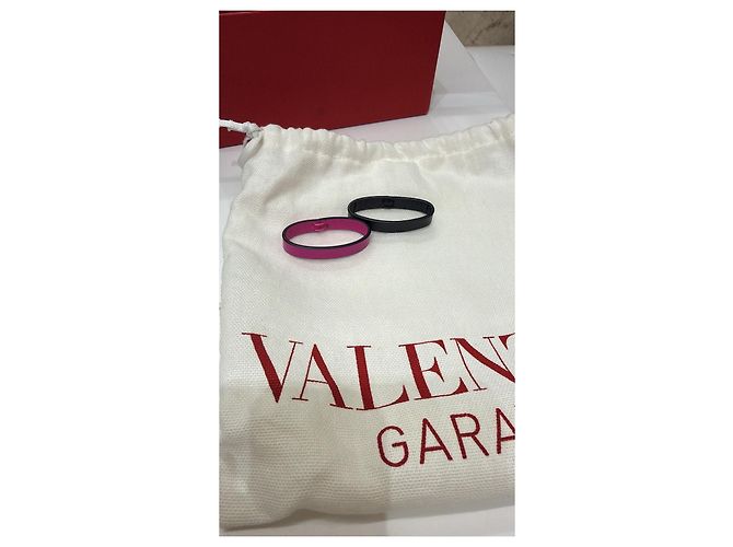 Valentino Garavani VLogo Gürtel Schwarz Leder Pink Golden - Ansicht 6