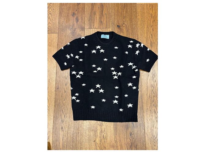 Prada Strickoberteil mit Sternmuster Schwarz Weiß - Ansicht 7