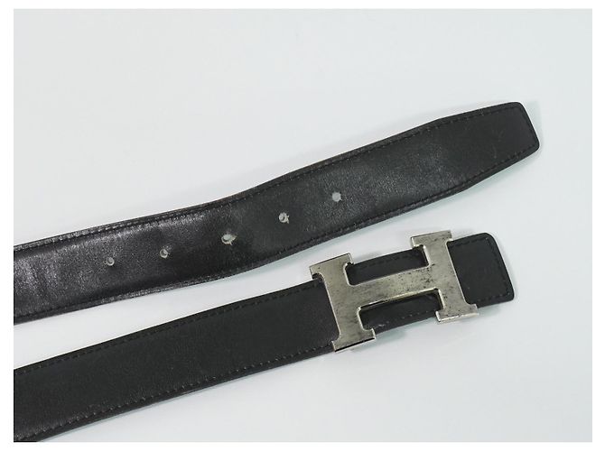 Hermès Cintura reversibile Hermes Constance in pelle con hardware Guilloche Medium Nero - vista 2