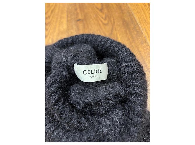 Céline Celine Pull asymétrique en mohair et soie noir - vue 3