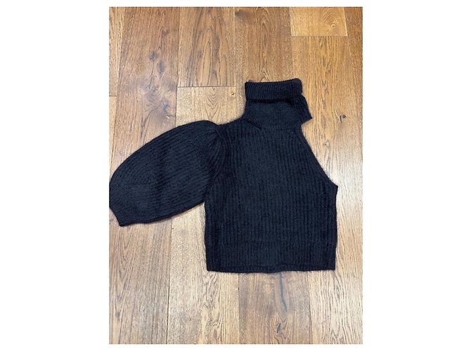 Céline Celine Pull asymétrique en mohair et soie noir - vue 9