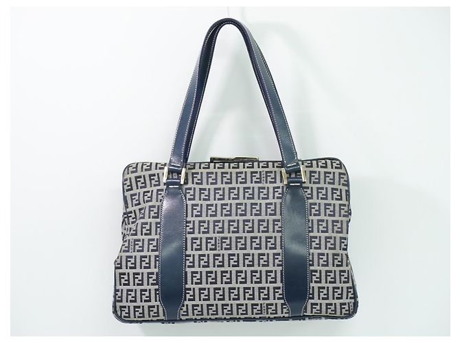 Sac à bandoulière Fendi Vintage Canvas Bleu Marine - vue 2