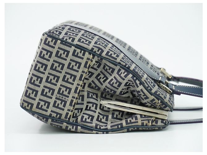 Sac à bandoulière Fendi Vintage Canvas Bleu Marine - vue 4