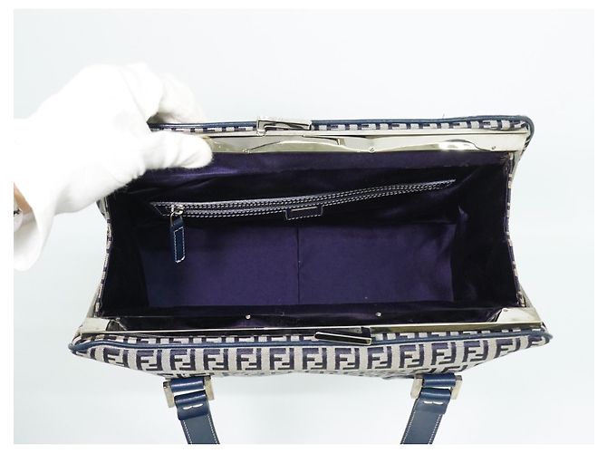 Sac à bandoulière Fendi Vintage Canvas Bleu Marine - vue 5