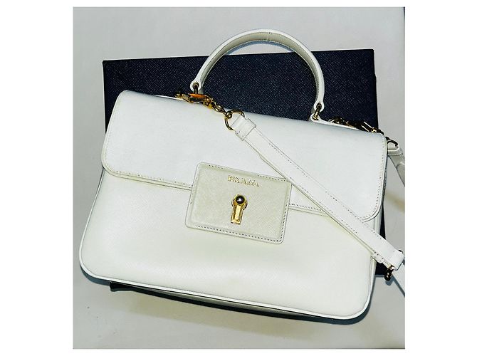 Sac Tote Prada Saffiano Lux Blanc - vue 11