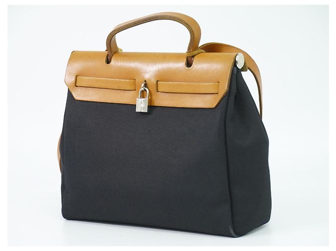 Hermès Hermes Herbag Toile and Leather PM Preto - vista 2