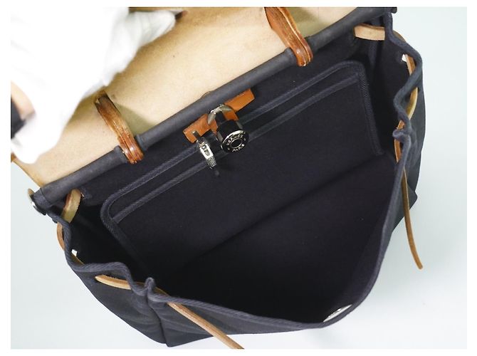 Hermès Hermes Herbag Toile and Leather PM Preto - vista 4