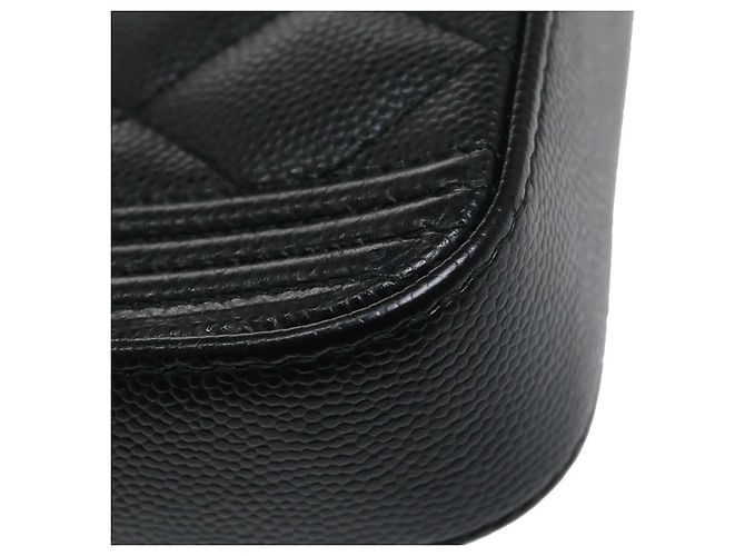 Clutch Chanel Boy Double Zip con Catena in Pelle d'Agnello Matelassé Nero - vista 6
