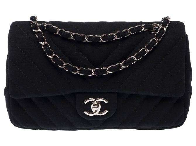 Bolsa CHANEL Timeless/Classique em Algodão Preto - 103937 - vista 2