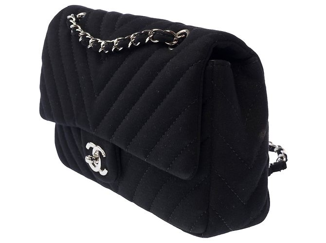 Bolsa CHANEL Timeless/Classique em Algodão Preto - 103937 - vista 4