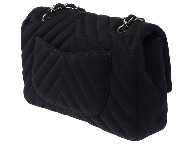 Bolsa CHANEL Timeless/Classique em Algodão Preto - 103937 - vista 5
