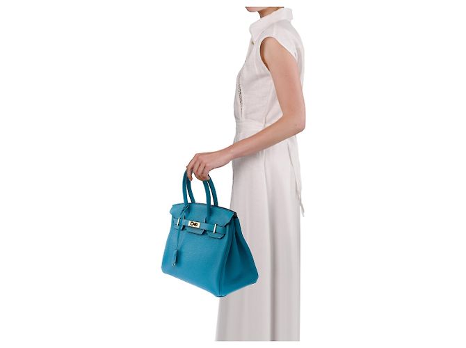 Hermès mala HERMES Birkin 30 em Couro Azul - 103950 - vista 13