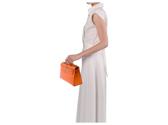Hermès Borsa HERMES Kelly Mini in Pelle Arancione - 103959 - vista 14