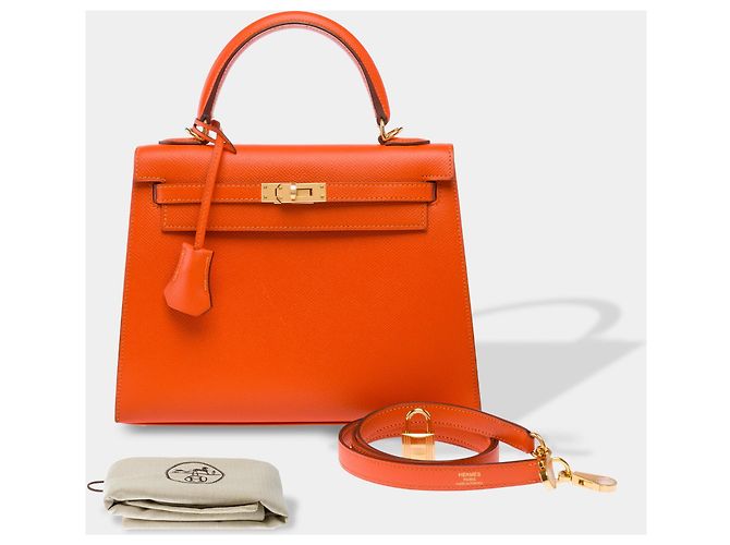 Hermès Bolsa HERMES Kelly 25 em Couro Laranja - 103948 - vista 2