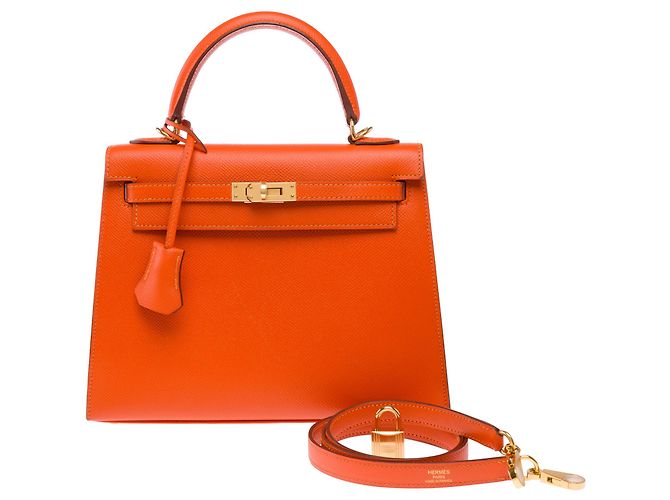Hermès Bolsa HERMES Kelly 25 em Couro Laranja - 103948 - vista 3