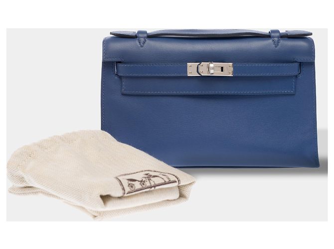 Hermès Borsa HERMES Kelly Mini in Pelle Blu - 103945 - vista 2