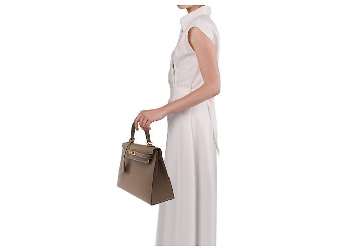 Hermès Borsa HERMES Kelly 25 in Pelle Étoupe - 103951 Taupe - vista 13
