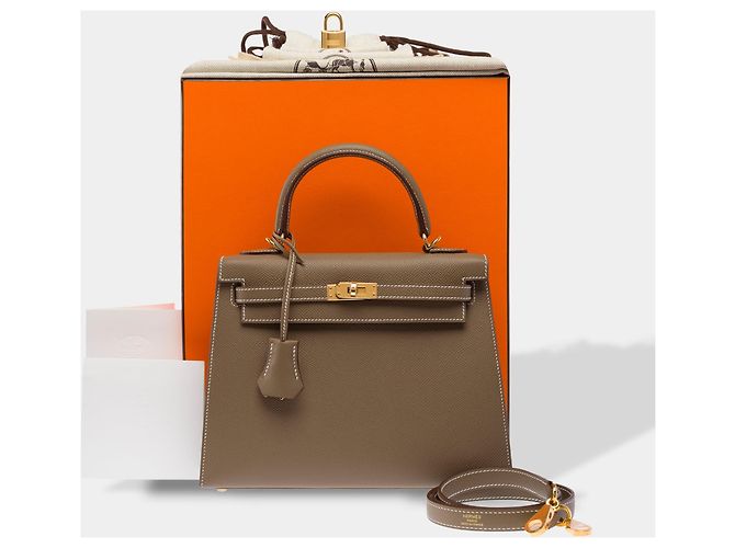 Hermès Borsa HERMES Kelly 25 in Pelle Étoupe - 103951 Taupe - vista 2