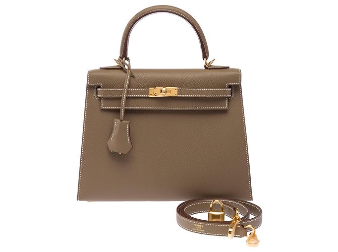 Hermès Borsa HERMES Kelly 25 in Pelle Étoupe - 103951 Taupe - vista 3