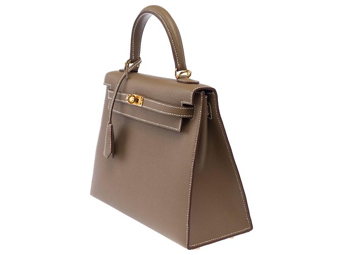 Hermès Borsa HERMES Kelly 25 in Pelle Étoupe - 103951 Taupe - vista 5