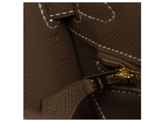 Hermès Borsa HERMES Kelly 25 in Pelle Étoupe - 103951 Taupe - vista 8