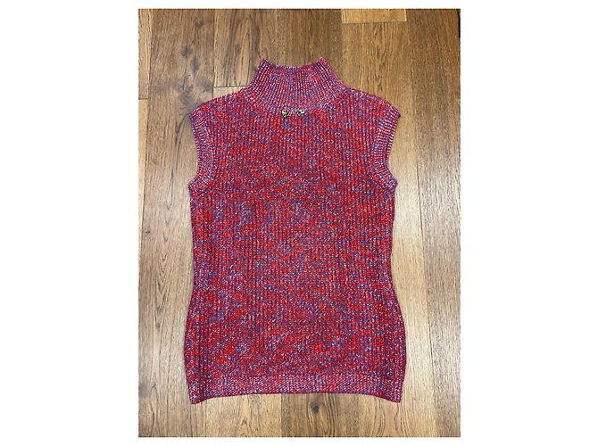 Louis Vuitton Top de Punto sin Mangas con Cuello Alto y Dije LV Blanco Roja Azul - vista 10