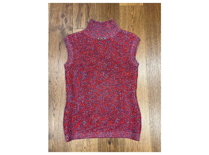 Louis Vuitton Top de Punto sin Mangas con Cuello Alto y Dije LV Blanco Roja Azul - vista 6