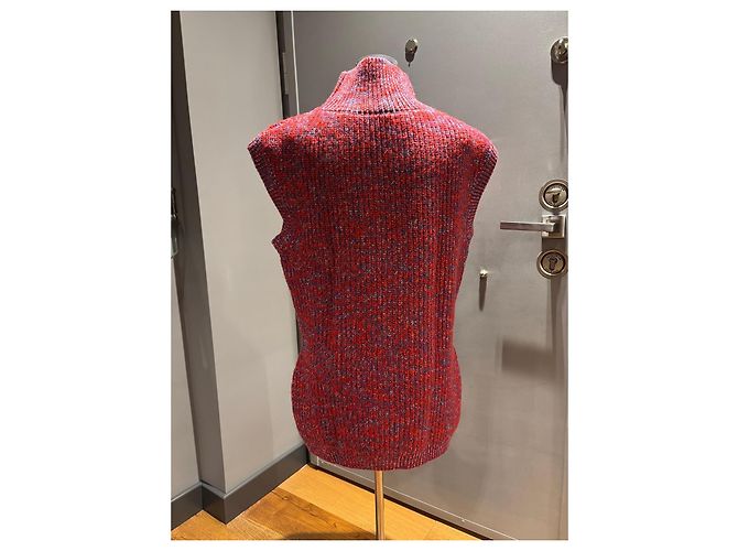 Louis Vuitton Top de Punto sin Mangas con Cuello Alto y Dije LV Blanco Roja Azul - vista 7