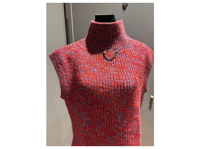Louis Vuitton Top de Punto sin Mangas con Cuello Alto y Dije LV Blanco Roja Azul - vista 8