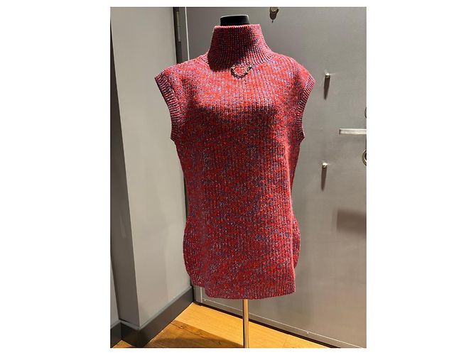 Louis Vuitton Top de Punto sin Mangas con Cuello Alto y Dije LV Blanco Roja Azul - vista 9